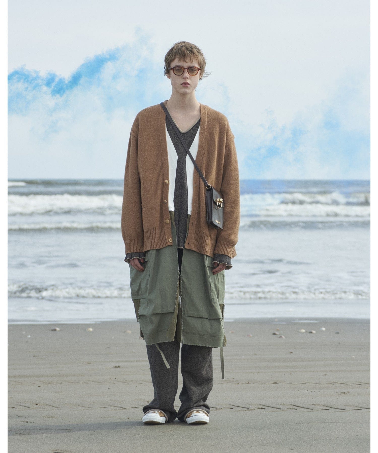 Womens Jackets + Coats Undercover Deconstructed Camel & Khaki Angora Wool Blend Coat Gray