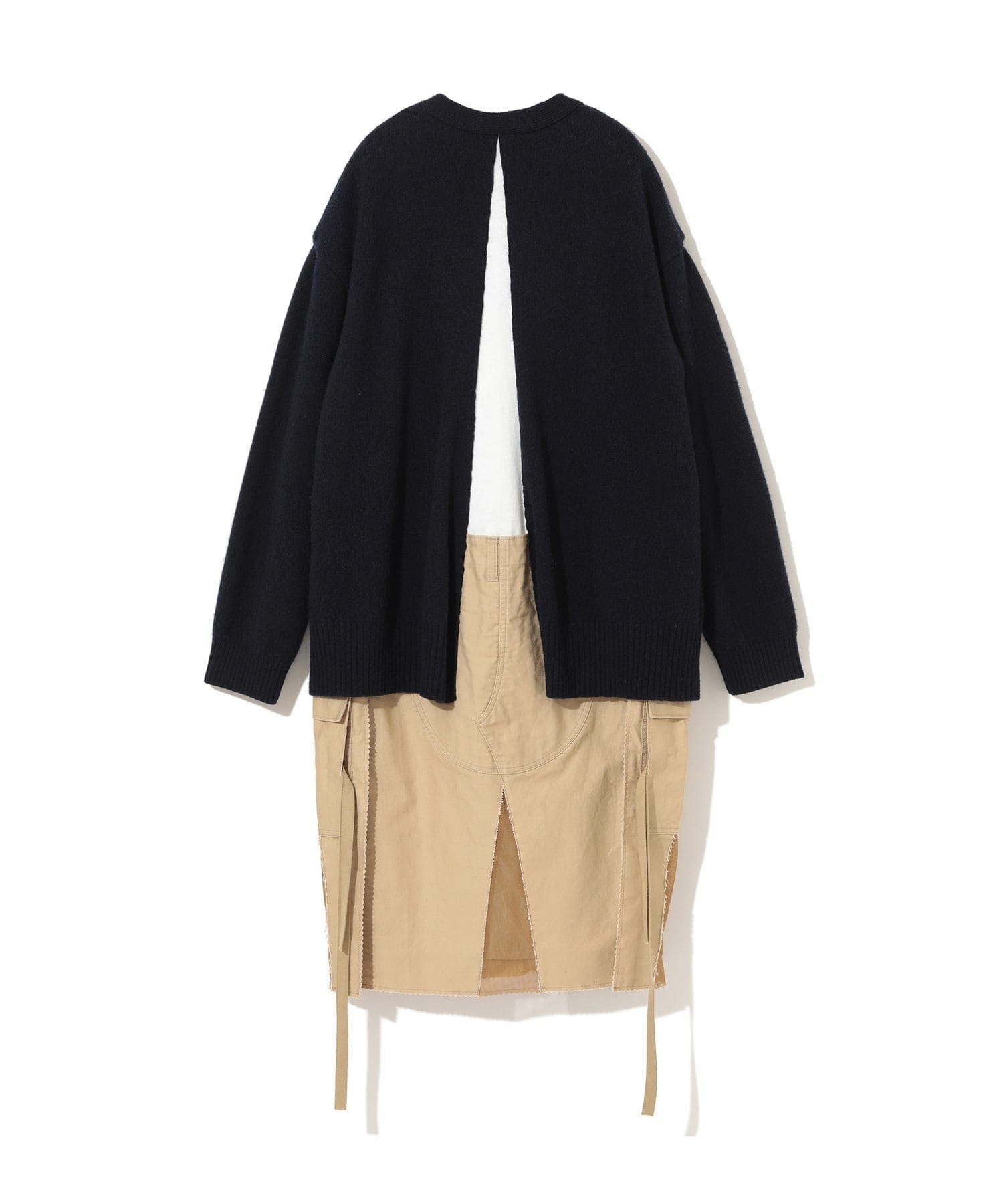 Womens Jackets + Coats Undercover Deconstructed Navy & Khaki Angora Wool Blend Coat Black