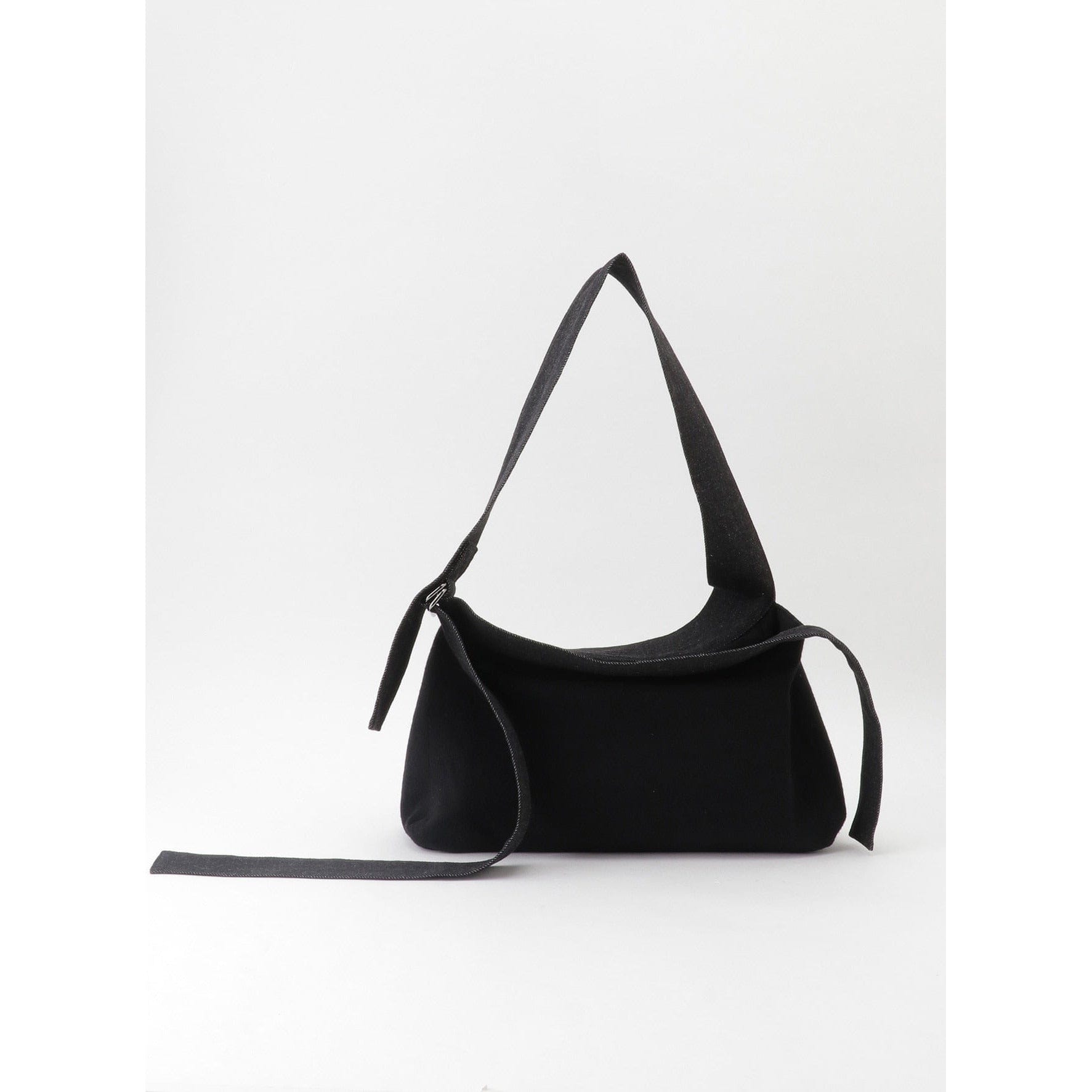 Handbags Yohji Yamamoto Belt Shoulder Bag - Black Wool Denim Strap White Smoke