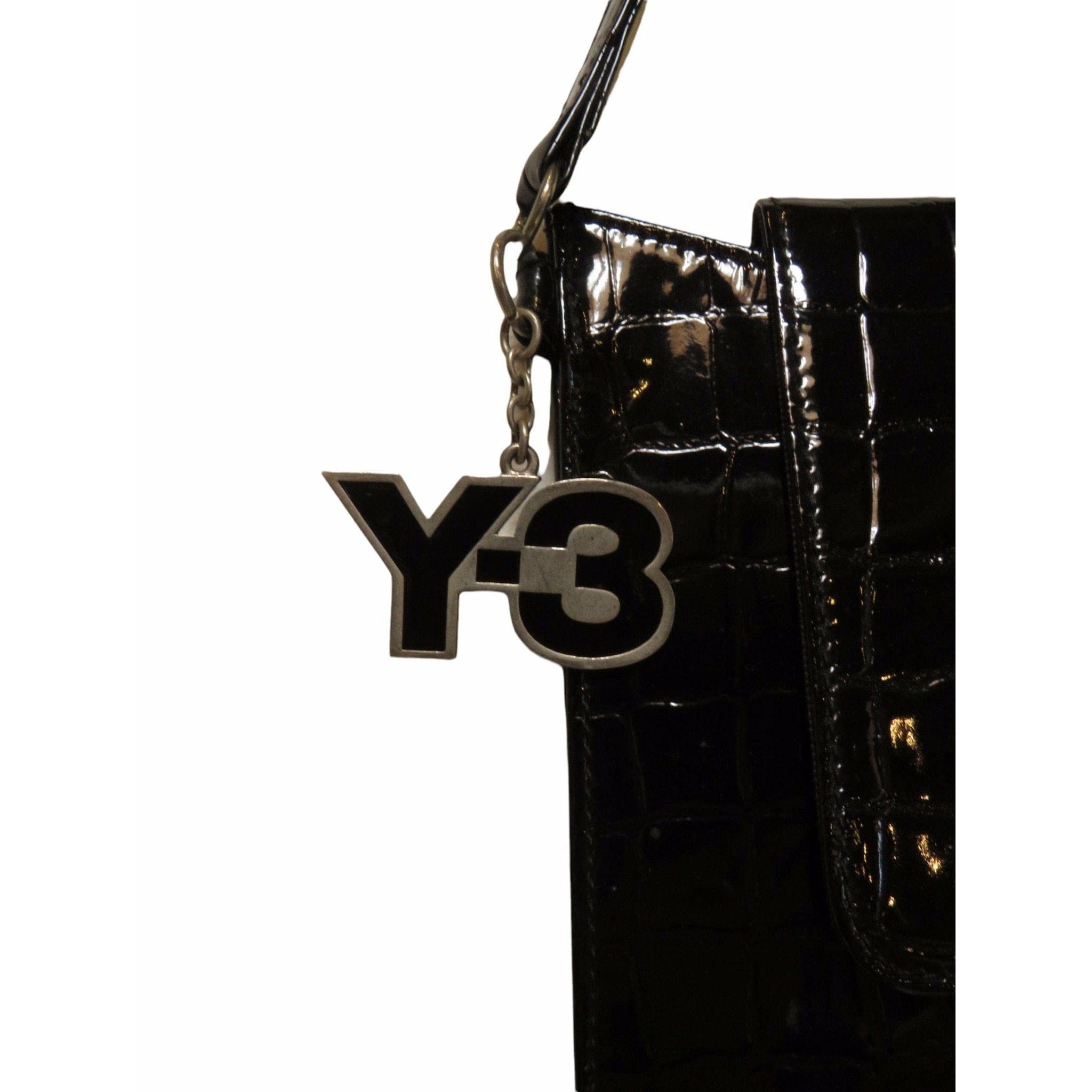 Handbags Y-3 by Yohji Yamamoto Shoulder Bag - Embossed Leather Fringe White Smoke