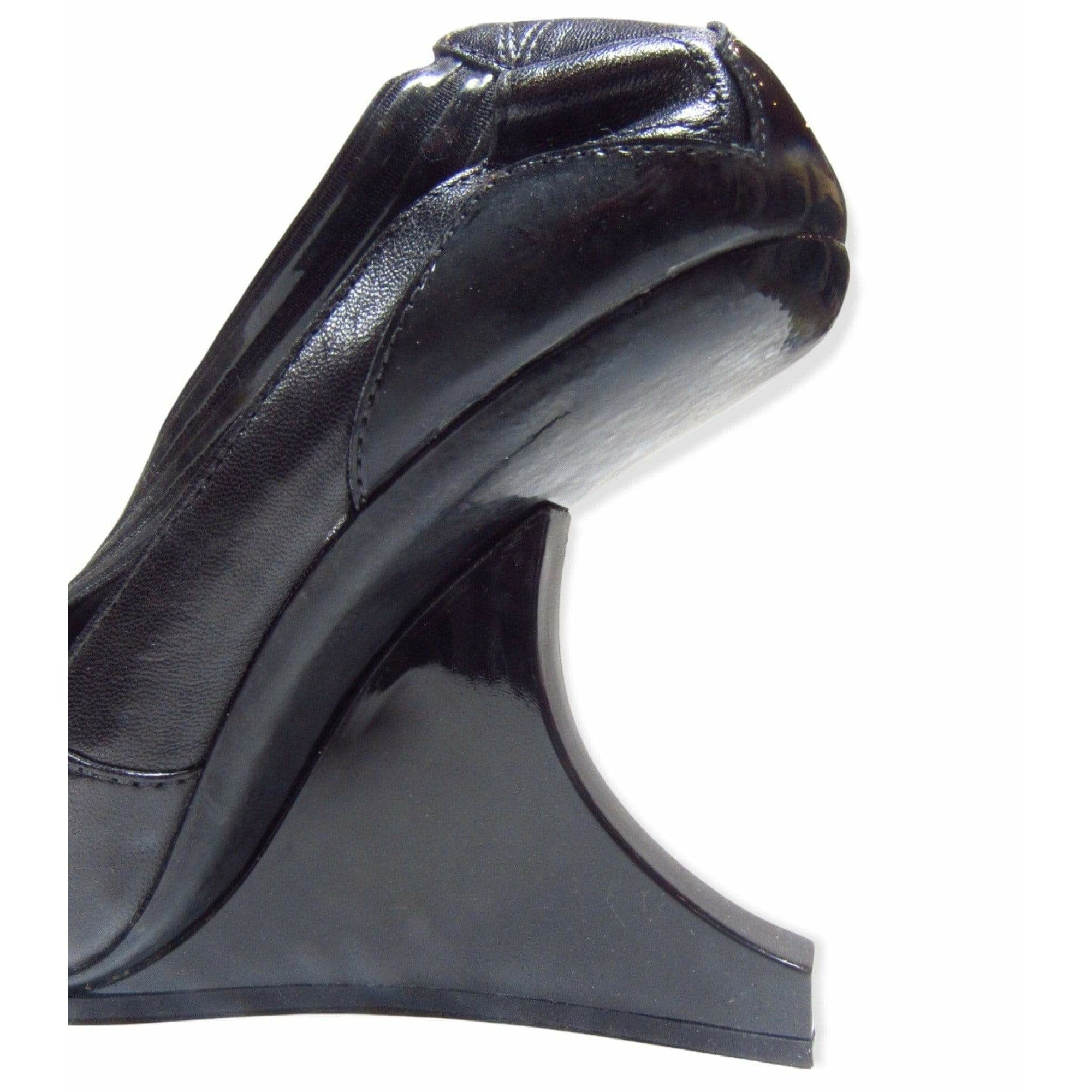 Shoes Y-3 by Yohji Yamamoto Curved Wedge Heels - Sculptural Black Leather Dark Slate Gray