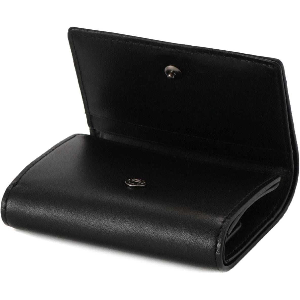Wallets & Money Clips Yohji Yamamoto Compact Tri-Folded Wallet - Black Leather Snap Black