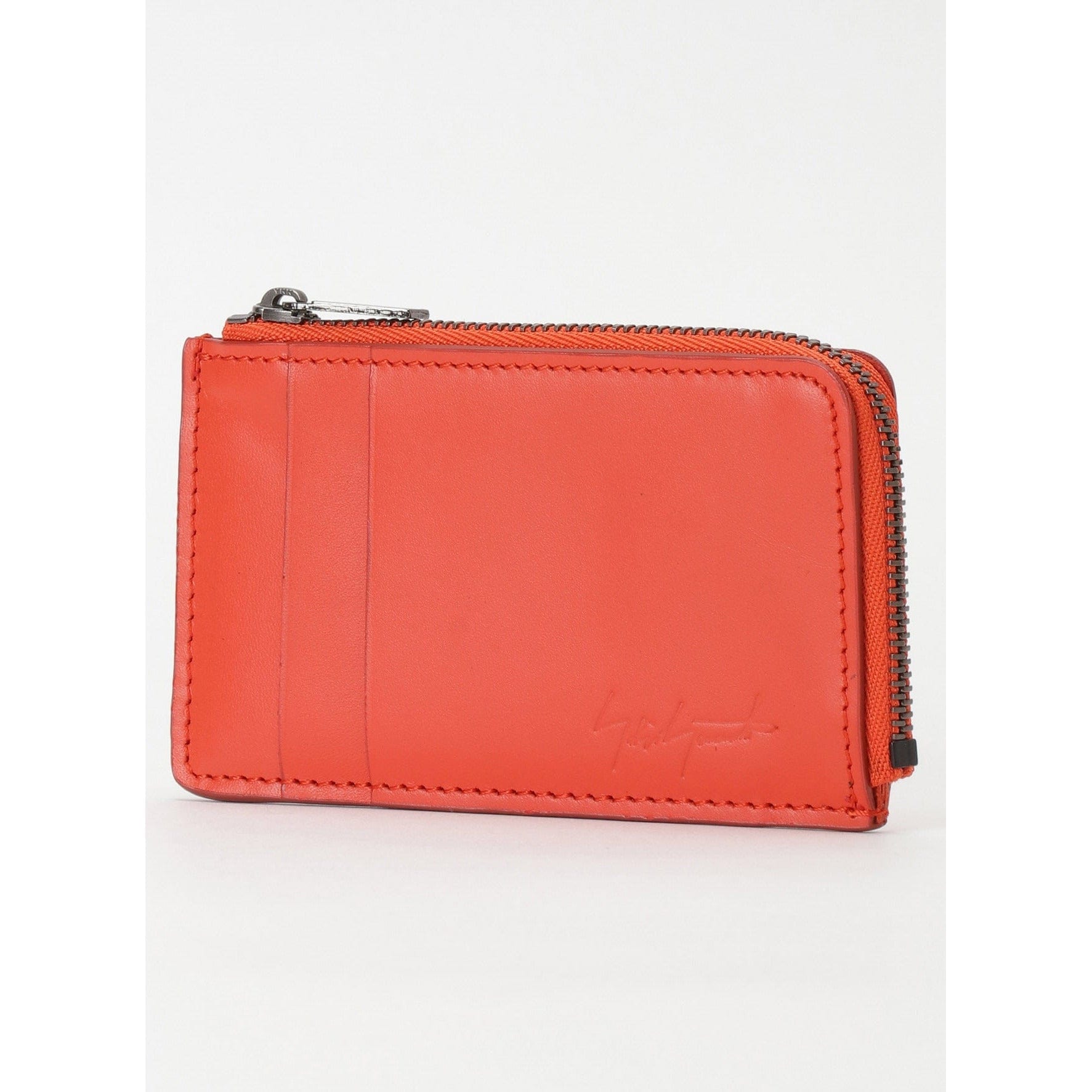Wallets & Money Clips Yohji Yamamoto Mini Card Wallet - Orange Zippered Coin White Smoke