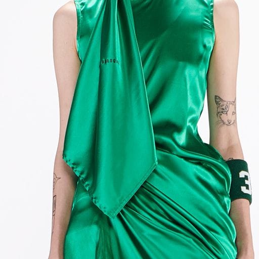 Dress Barbara Bologna BB Piega Dress Green Silk Draped Dark Cyan