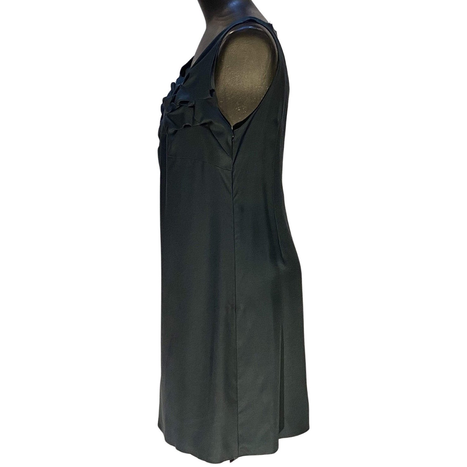 Women's dresses Green Silk-Cotton Ruffle V-Neck Dress by UNDERCOVER Dark Slate Gray